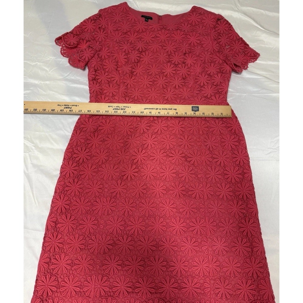Talbots Sheath Dress 10 Pink Crochet Lace Short Sleeve Women's - Picture 3 of 8